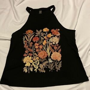 SHEIN Black Tank Top with Floral Print